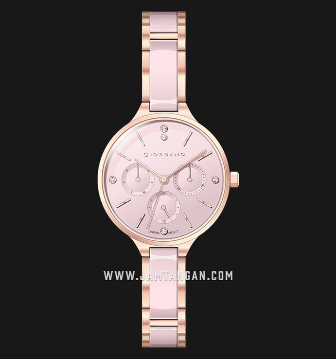 Giordano GD-2110-11 Pink Dial Dual Tone Stainless Steel with Ceramic Strap