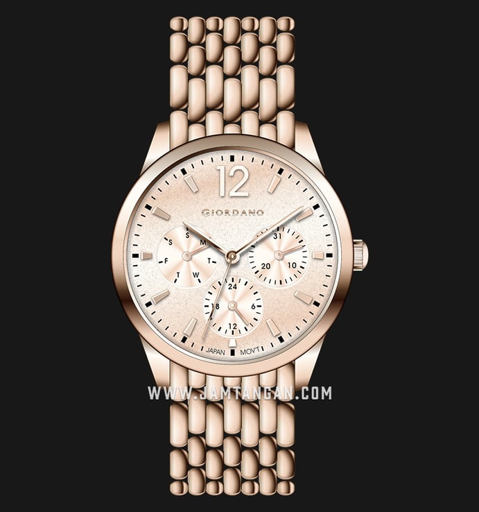 Giordano GD-2114-11 Rose Gold Dial Rose Gold Stainless Steel Strap