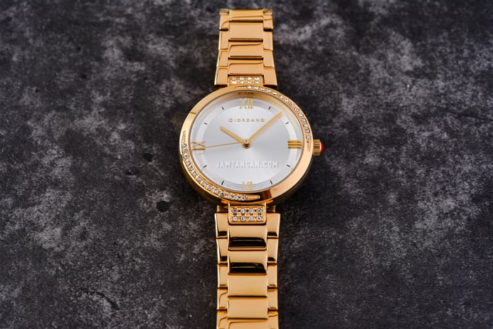 Giordano Eleganza GD-2128-33 Ladies Silver Dial Gold Stainless Steel Strap