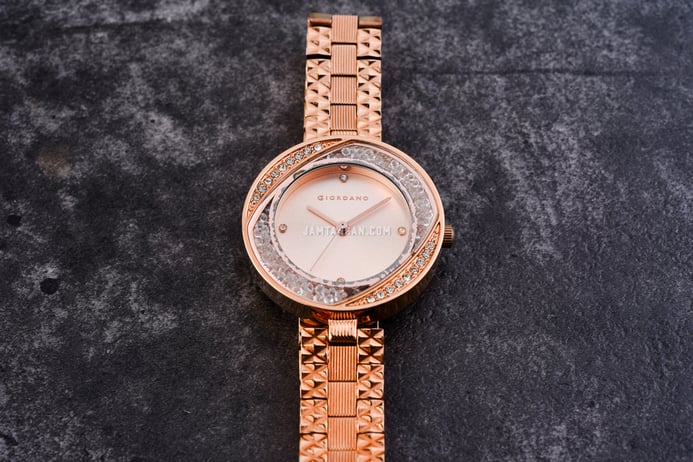 Giordano Eleganza GD-2134-22 Ladies Rose Dial Gold Rose Gold Stainless Steel Strap