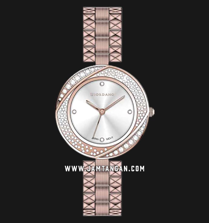 Giordano Eleganza GD-2134-33 Ladies Silver Dial Rose Gold Stainless Steel Strap