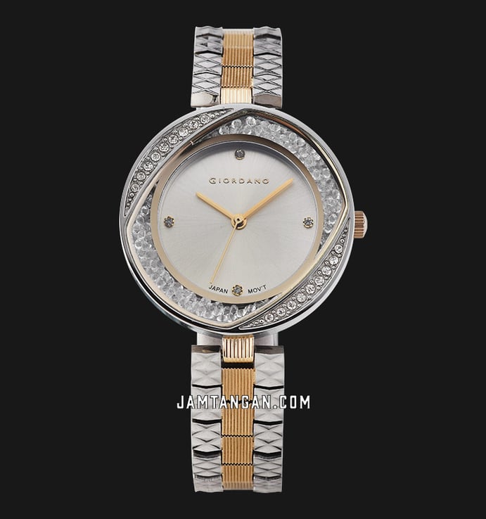 Giordano Eleganza GD-2134-44 Ladies Gold Dial Dual Tone Stainless Steel Strap