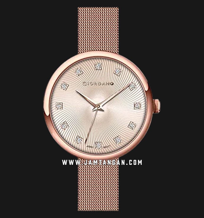 Giordano Fashionista GD-2137-44 Ladies Rose Gold Dial Rose Gold Mesh Strap