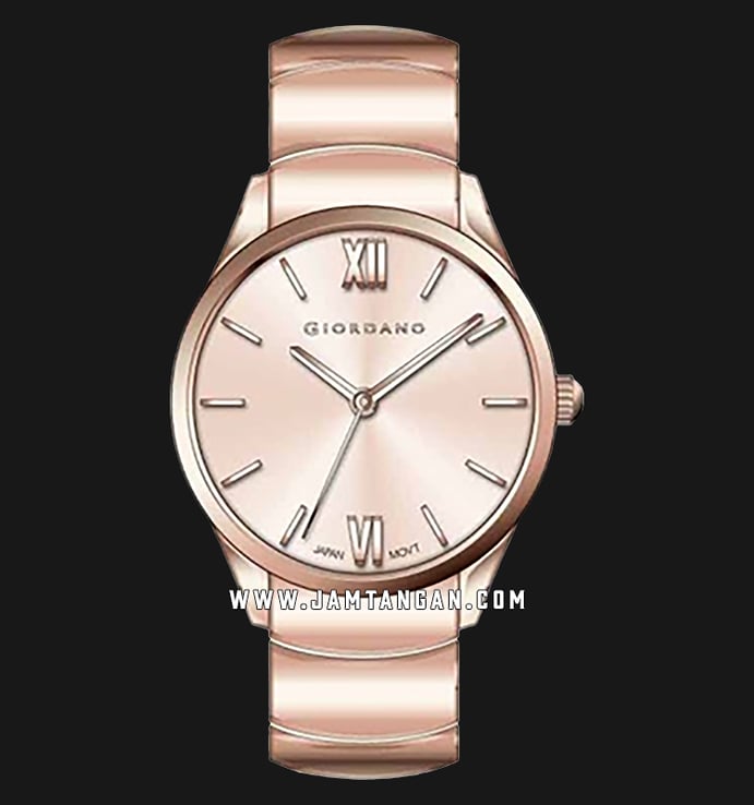 Giordano Fashionista GD-2138-22 Ladies Rose Gold Dial Rose Gold Stainless Steel Strap