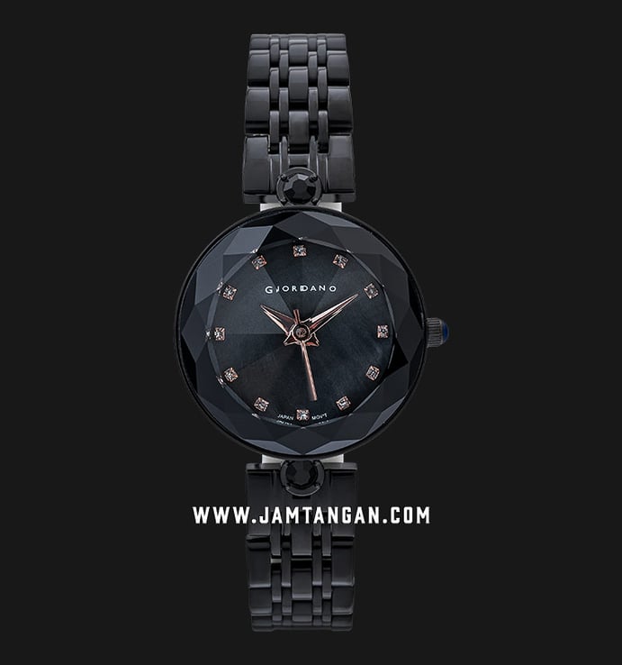 Giordano R4005-44 Ladies Black Mother Of Pearl Dial Black Stainless Steel Strap