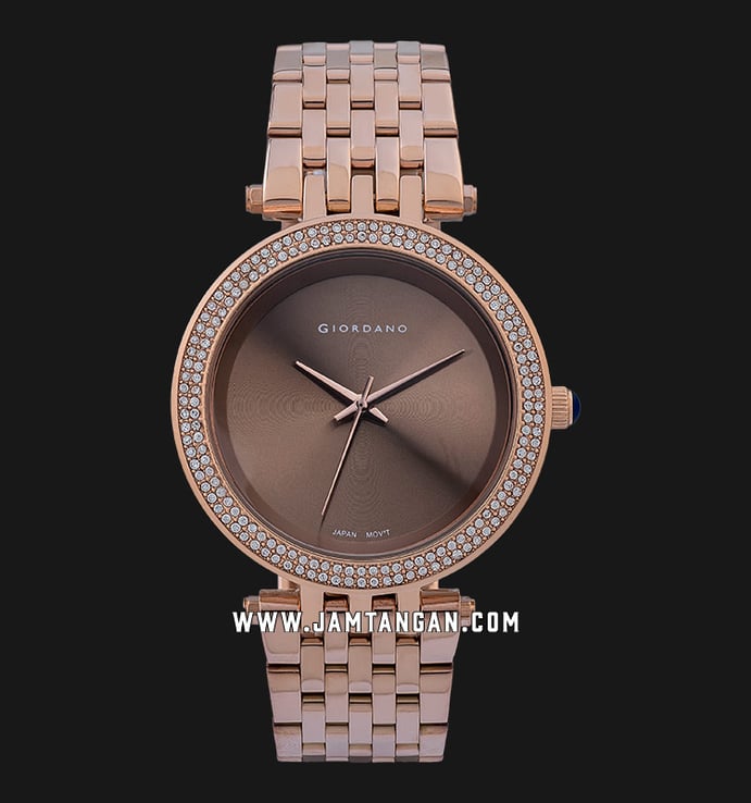 Giordano R4006-11 Ladies Sunray Brown Dial Rose Gold Stainless Steel Strap