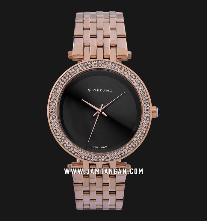 Giordano R4006-33 Ladies Sunray Black Dial Rose Gold Stainless Steel Strap