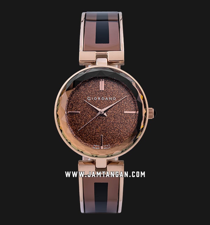 Giordano R4009-22 Ladies Rose Gold Glitter Dial Dual Tone Stainless Steel Strap