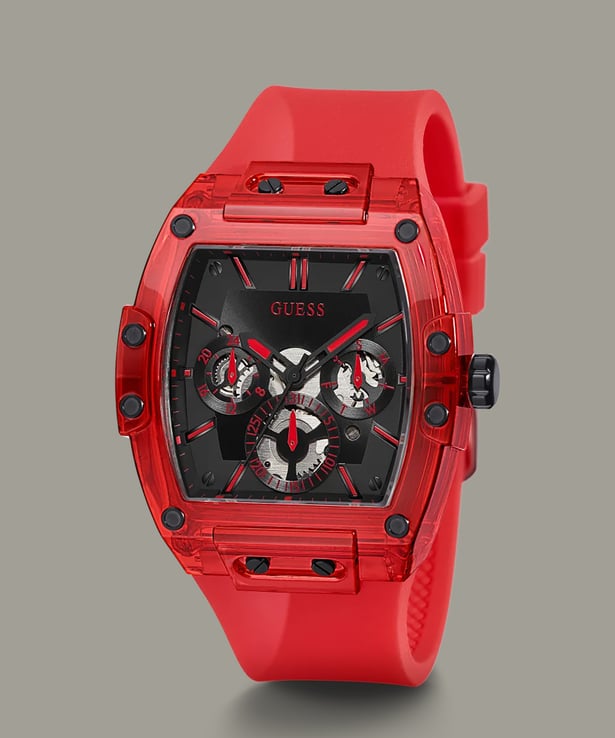 Guess Phoenix GW0203G5 Black Dial Red Silicone Strap