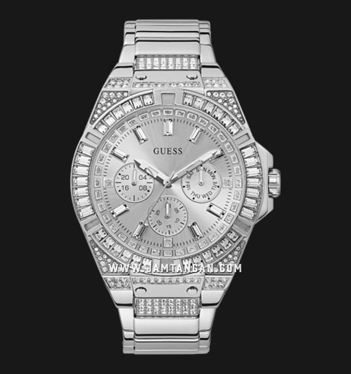Guess Zeus GW0209G1 Crystal Accented Silver Dial Stainless Steel Strap