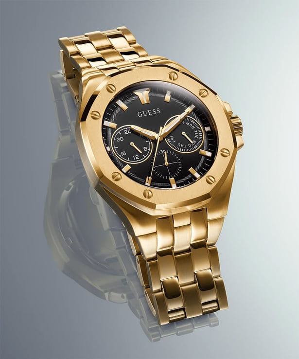 Guess Top Gun GW0278G2 Black Sunray Dial Gold Stainless Steel Strap
