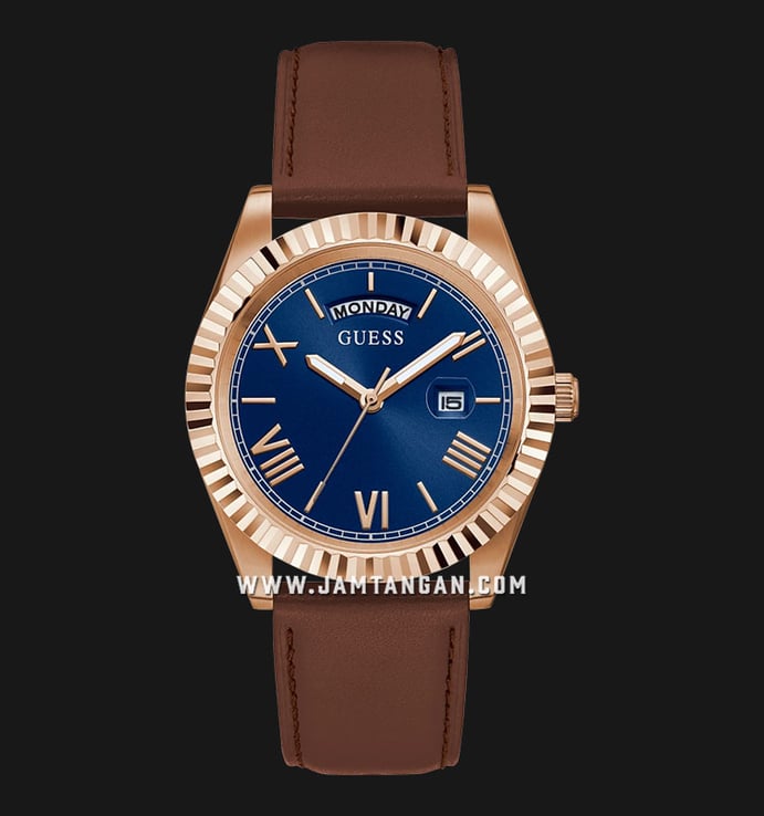 Guess Eco Friendly GW0353G2 Blue Dial Brown Leather Strap