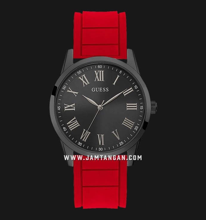 Guess Charter GW0362G4 Black Sunray Dial Red Silicone Strap