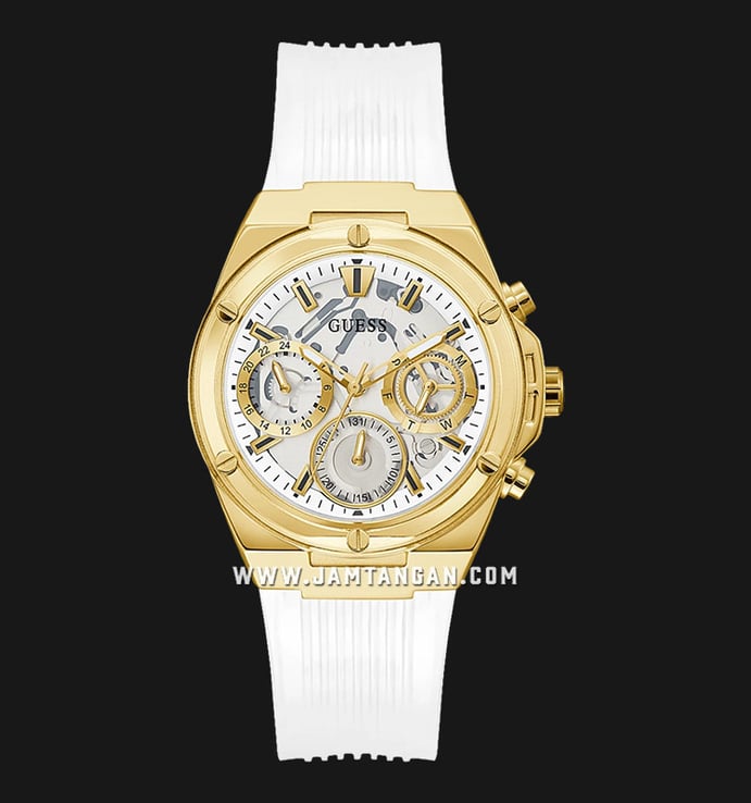 Guess Eco Friendly GW0409L2 Ladies Skeleton Dial Clear Silicone Strap
