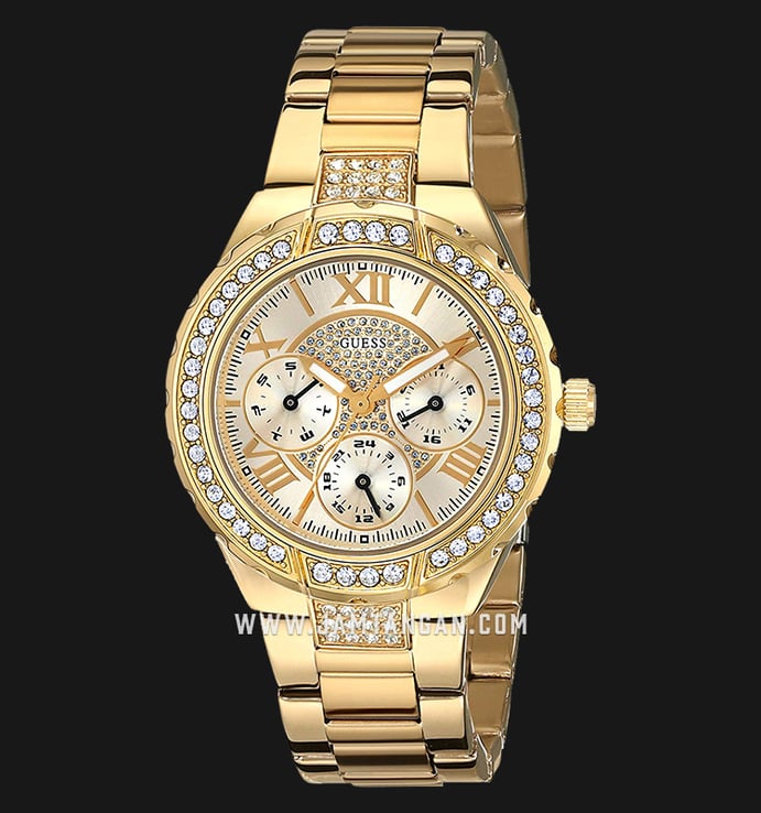 Guess U0111L2 Ladies Sparkling Gold Dial Gold Stainless Steel