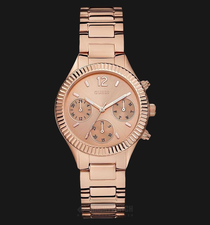Guess U0323L3 Women Multi-Function Rose-Gold Dial Stainless Steel Watch