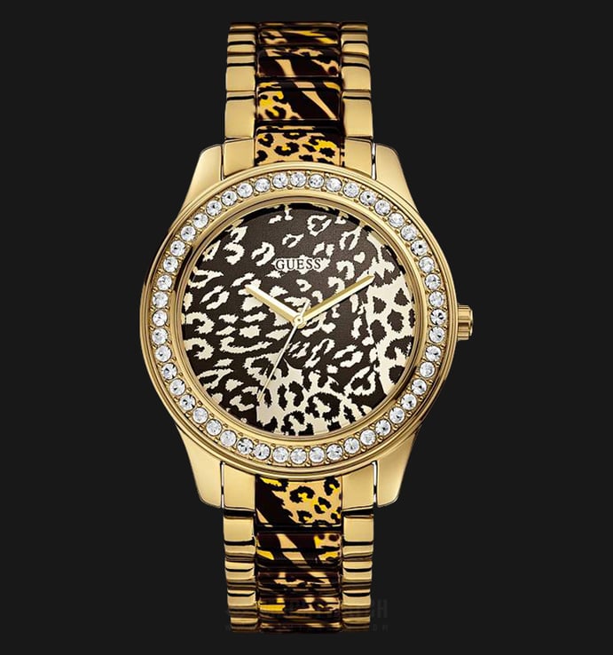 Guess Leopard Print U0465L1 Ladies Camouflage Dial Dual Cmaouflage Stainless Steel Strap