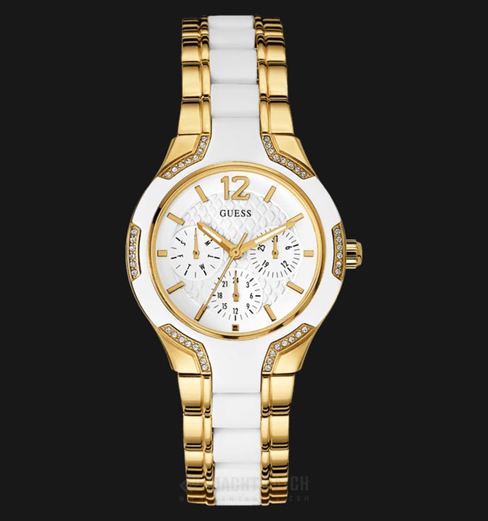 Guess U0556L2 Women Sporty White Dial Gold-tone Stainless Steel Multi-Function Watch