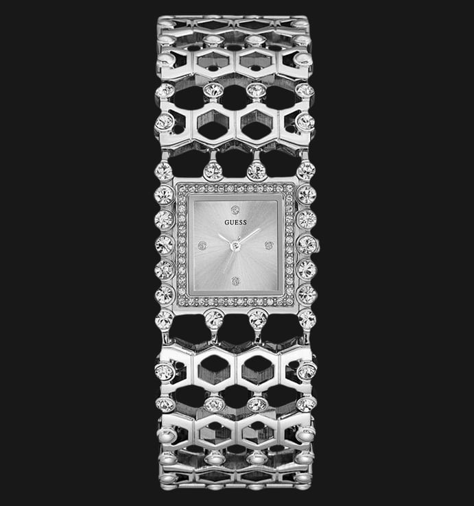 Guess U0574L1 Women Feminine Silver Sunray Dial Jewelry Inspired Watch