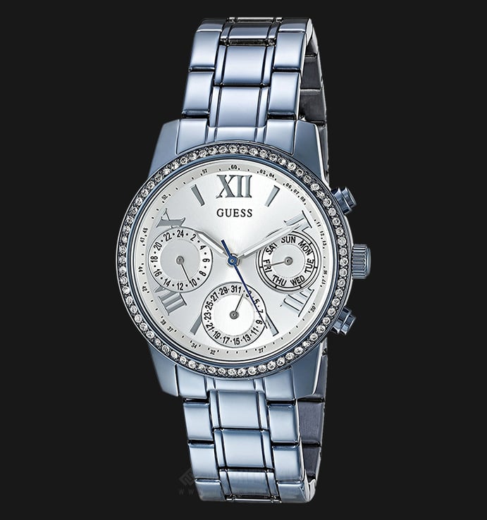 Guess Iconic U0623L4 Ladies Silver Dial Blue Stainless Steel Strap