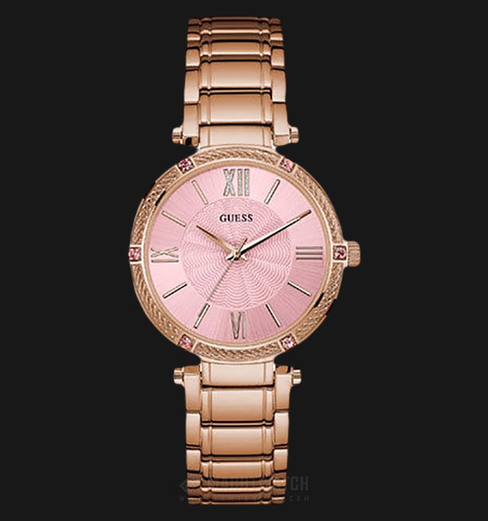 Guess U0636L2 Women Pink Dial Rose Gold-tone Stainless Steel