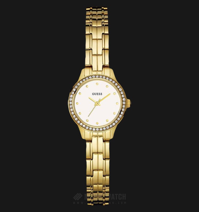 Guess U0693L2 Women White Dial Gold-tone Stainless Steel G-Link