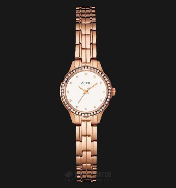 Guess U0693L3 Women White Dial Rose Gold-tone Stainless Steel G-Link