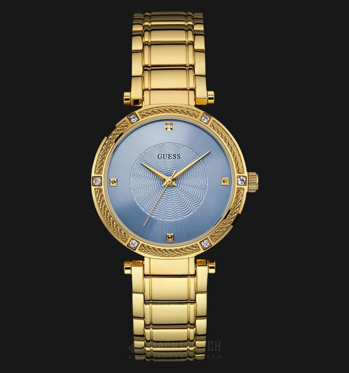 Guess U0695L2 Women Blue Dial Gold-tone Stainless Steel Dress Watch
