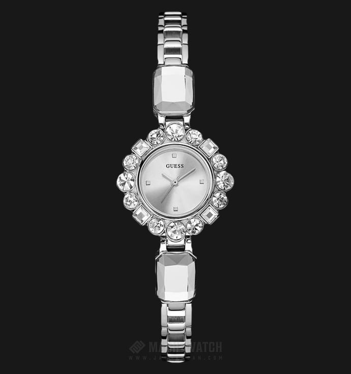 Guess U0701L1 Women Dressy Jewelry Inspired Silver Dial Stainless Steel Crystal Band