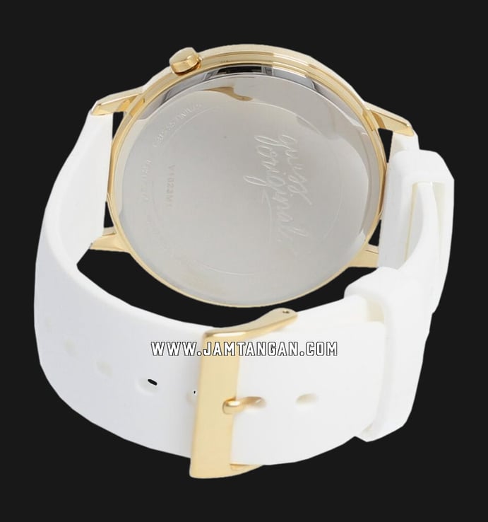 Guess V1023M1 Ladies Gold Dial White Silicon Strap