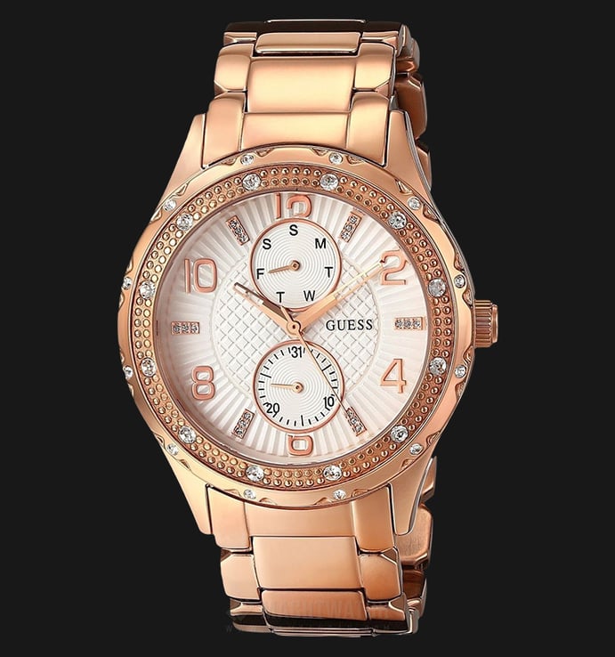 Guess W0442L3 Women Iconic Silver Dial Rose Gold-tone Stainless Steel Watch