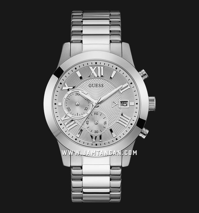 Guess Atlas W0668G7 Chronograph Silver Dial Stainless Steel Strap