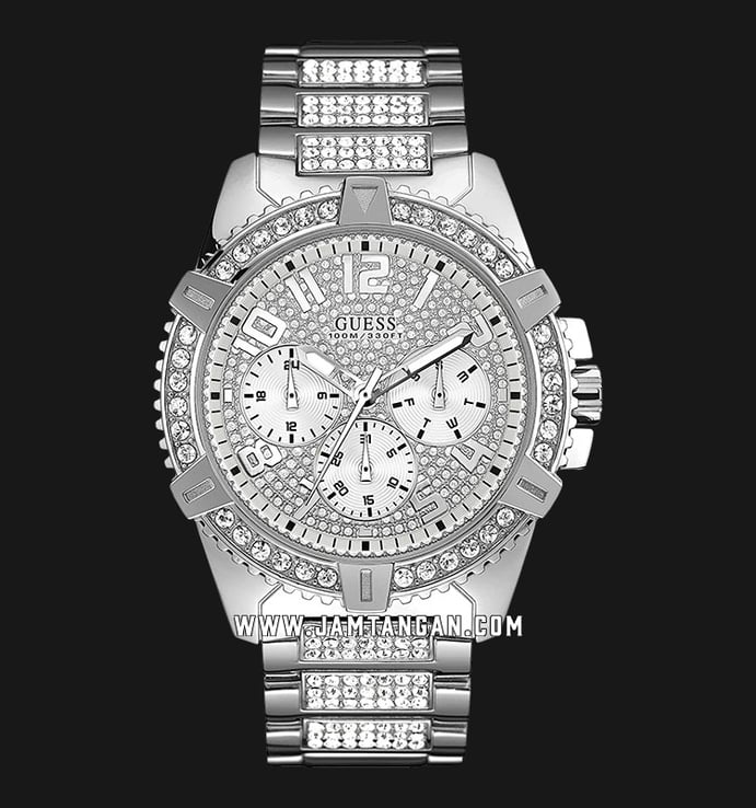 Guess Frontier W0799G1 Crystal Silver Dial Stainless Steel Strap