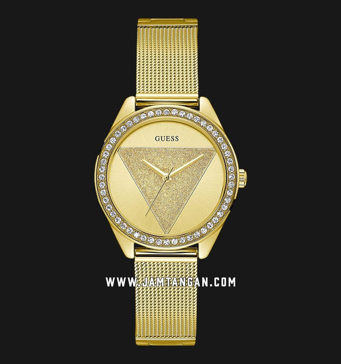 Guess Tri Glitz W1142L2 Year-Round Gold Dial Stainless Steel Mesh Strap