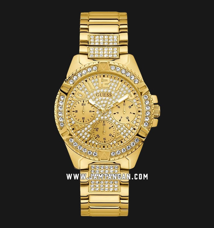Guess Bedazzle W1156L2 Ladies Gold Champagne Dial Stainless Steel Strap