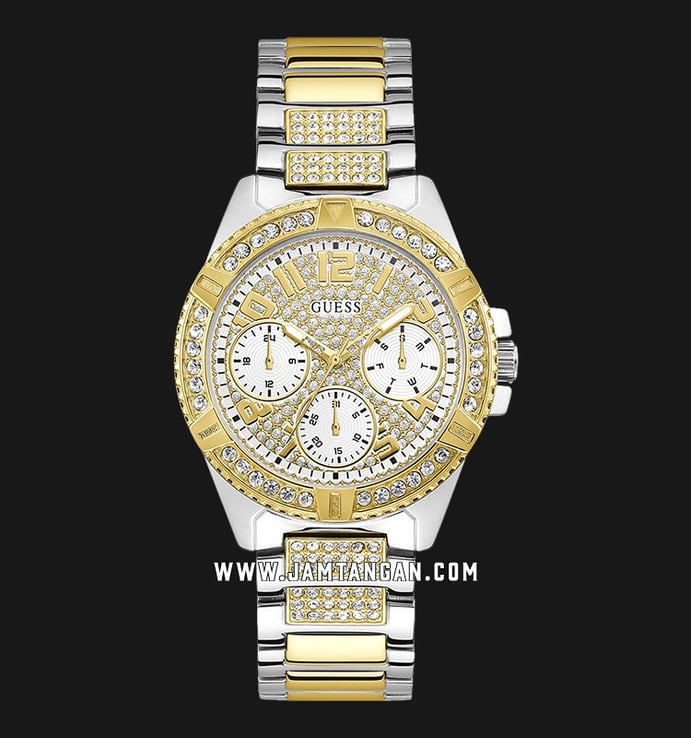 Guess Frontier W1156L5 Ladies Gold Dial Dual Tone Stainless Steel Strap