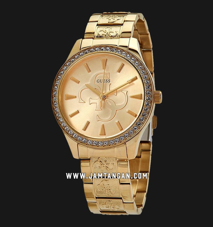 Guess Anna W1280L2 Ladies Champagne Dial Gold Tone Stainless Steel Strap