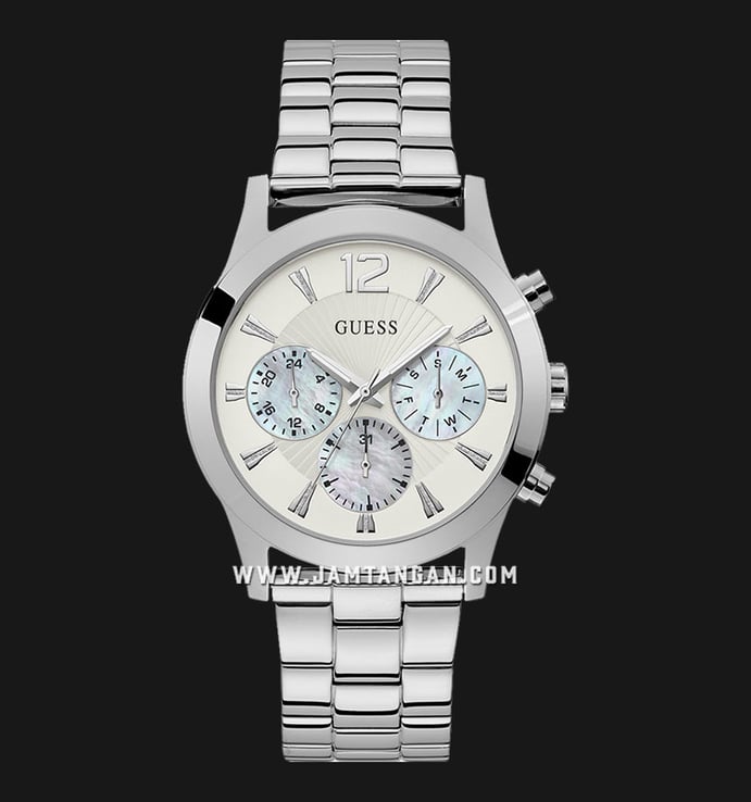 Guess Skylar W1295L1 Ladies Silver Mother Of Pearl Dial Stainless Steel Strap