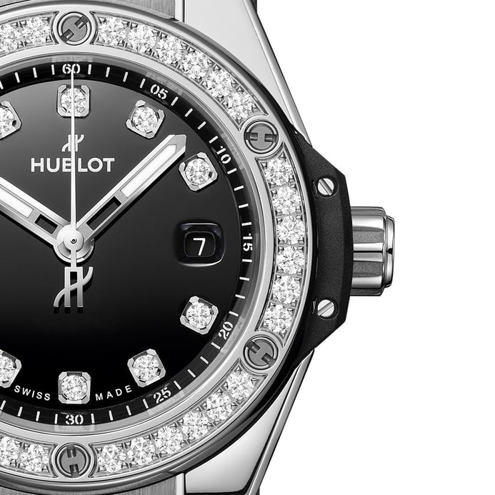 Hublot Big Bang 485.SX.1270.RX.1204 One Click Steel Diamonds Dial Black Structured Rubber Strap