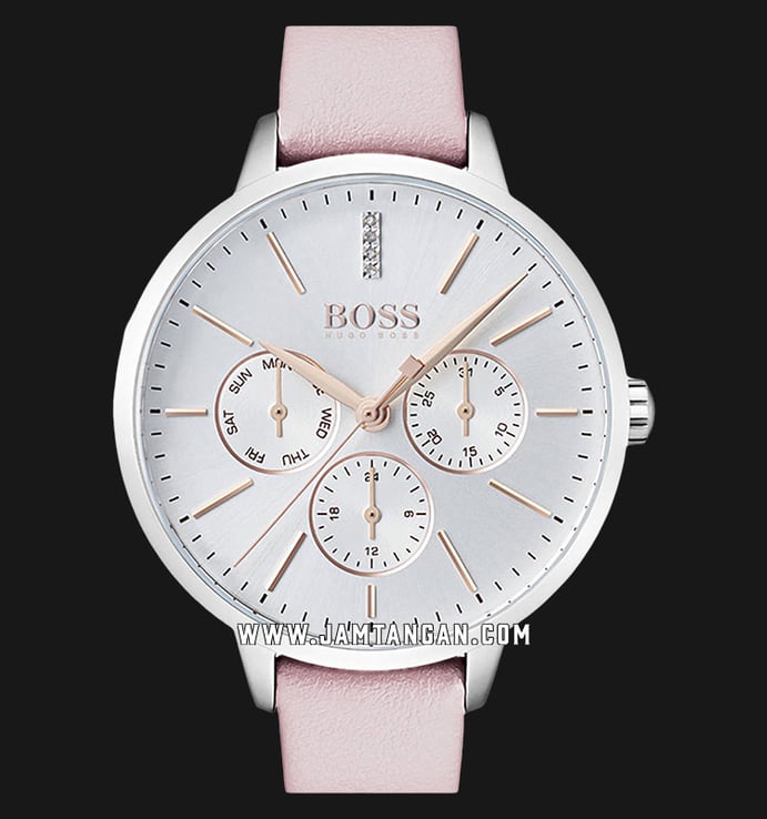 Hugo Boss Symphony 1502419 Ladies Silver Dial Pink Leather Strap