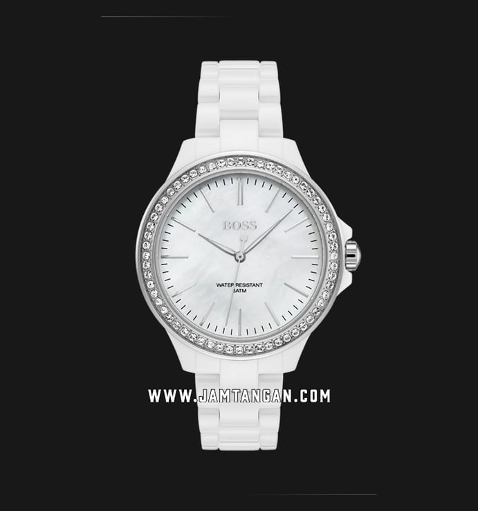Hugo Boss Classic 1502454 Ladies White Mother of Pearl Dial White Ceramic Strap