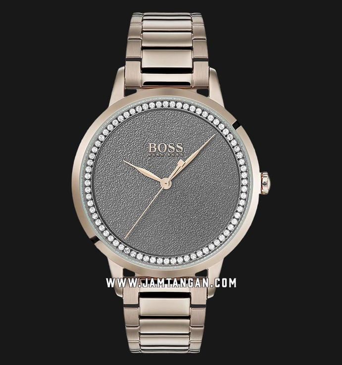 Hugo Boss 1502463 Ladies Grey Dial Rose Gold Stainless Steel Strap