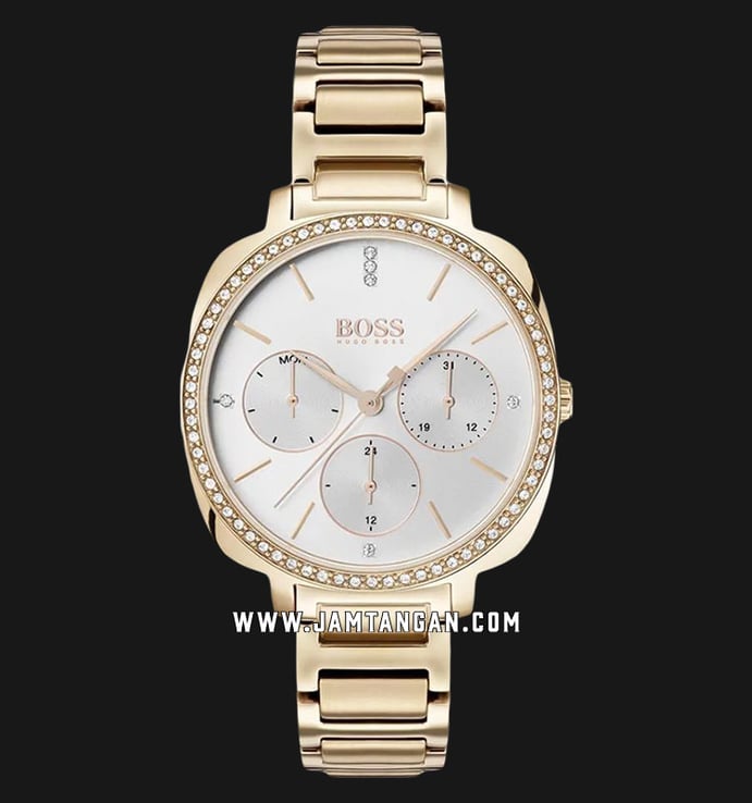 Hugo Boss 1502493 Ladies Silver Dial Gold Stainless Steel Strap