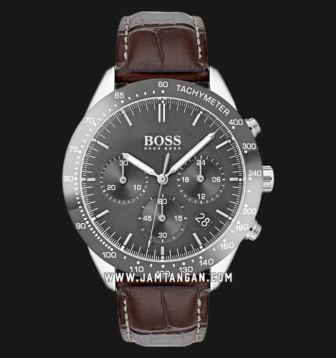 Hugo Boss Talent 1513598 Men Chronograph Grey Dial Brown Leather Strap