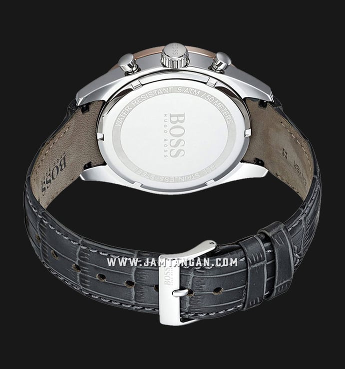 Hugo Boss Trophy 1513628 Men Chronograph Grey Dial Grey Leather Strap