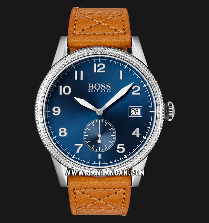 Hugo Boss Legacy 1513668 Men Blue Dial Brown Leather Strap