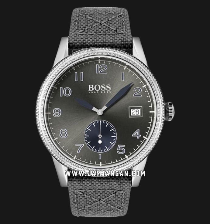 Hugo Boss Legacy 1513683 Men Grey Dial Grey Nylon Leather Strap