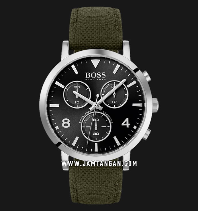 Hugo Boss Spirit 1513692 Men Chronograph Black Dial Green Nylon Strap