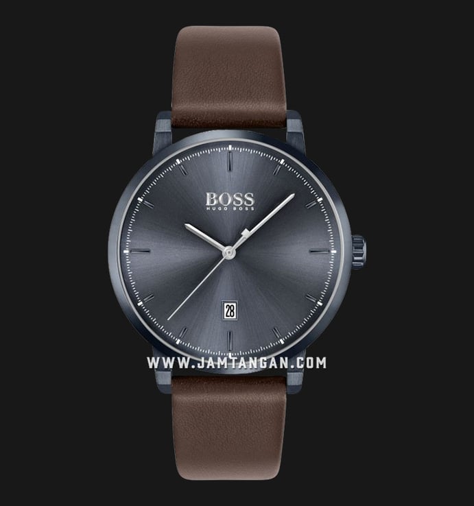 Hugo Boss Confidence 1513791 Men Black Dial Dark Brown Leather Strap