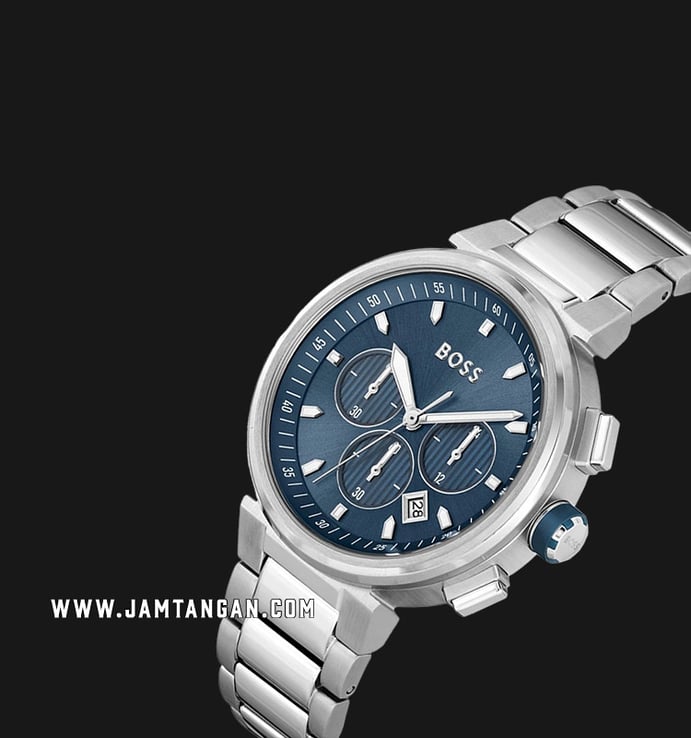 One Steel Blue Hugo Chronograph Dial 1513999 Strap Stainless Boss